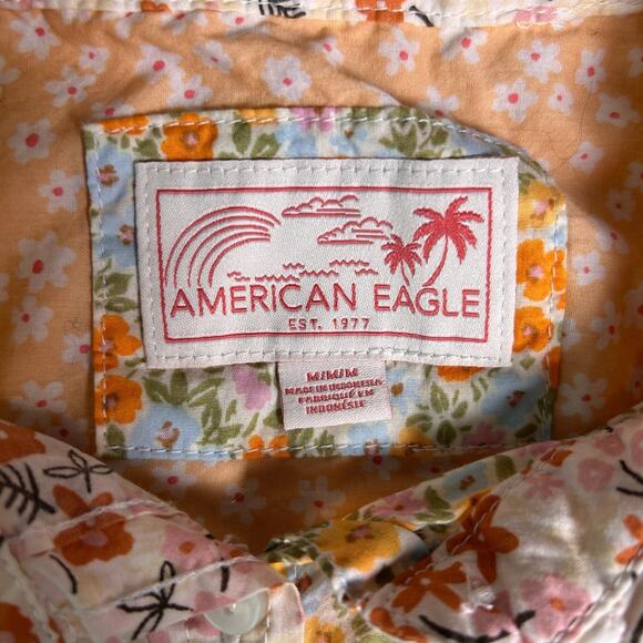American Eagle Floral Button Up Womens Medium Lightweight Bloomcore Maximalist - Picture 3 of 7